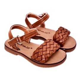 Barnsandaler med kamel 283-3C flätan brun