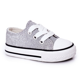 Barns glitter silver sneakers 888-1b