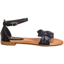 Diamantique Svarta sandaler med blomma