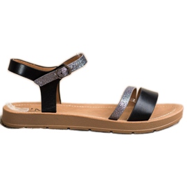 Cm Paris Snygga sandaler med glitter svart grå