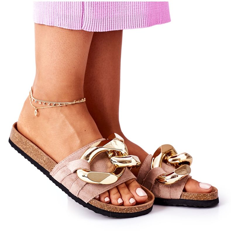 S.Barski Tofflor På Kork Med Kedja S. Barski SB001 Beige