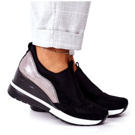 Vinceza 10593 Svart-Silver Slip-On Wedge Sneakers