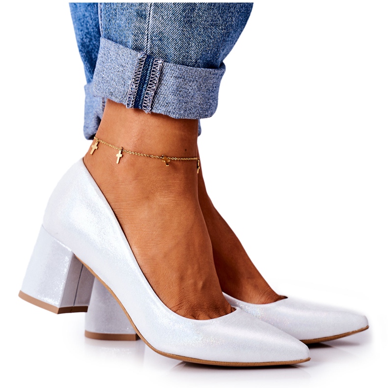 Lewski Shoes Satinpumpar med djurmönster Lewski -skor 2801 Silver silver-