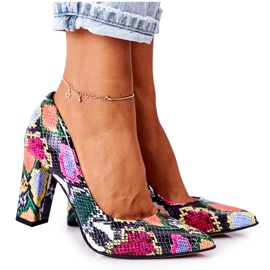 Lewski Shoes Läderpumpar med ormskinnsmönster Lewski -skor 2453 Färgglada mångfärgad