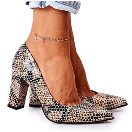 Lewski Shoes Läderpumpar med djurmönster Lewski-skor 2453 Svart-Beige