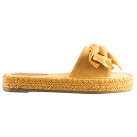 Coura Espadrilles tofflor med rosett gul