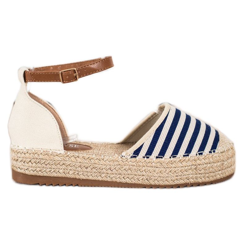 Clowse Randig Espadrilles med spänne beige blå