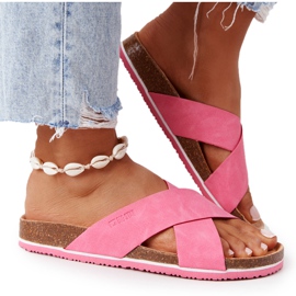 Läderprofilerade tofflor Big Star HH274597 Fuchsia rosa