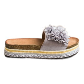 SHELOVET Tofflor På Plattformen Med Prydnad grå