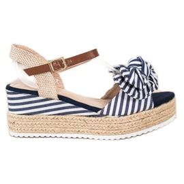 Sweet Shoes Espadrilles sandaler med ränder beige marinblå