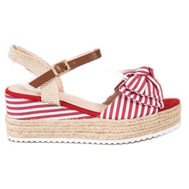 Sweet Shoes Espadrilles sandaler med ränder röd
