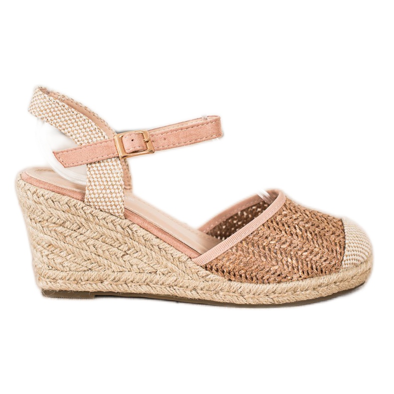 Sweet Shoes Openwork Espadrilles på kilen beige brun rosa