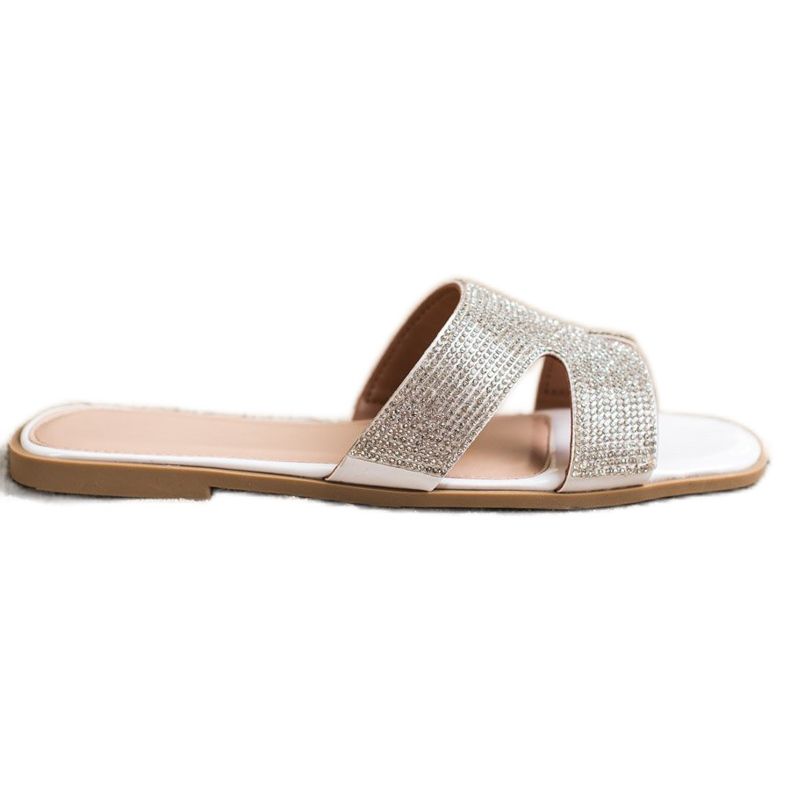 SHELOVET Tofflor Med Kristaller vit