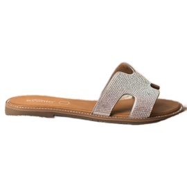 Evento Silver tofflor med kristaller