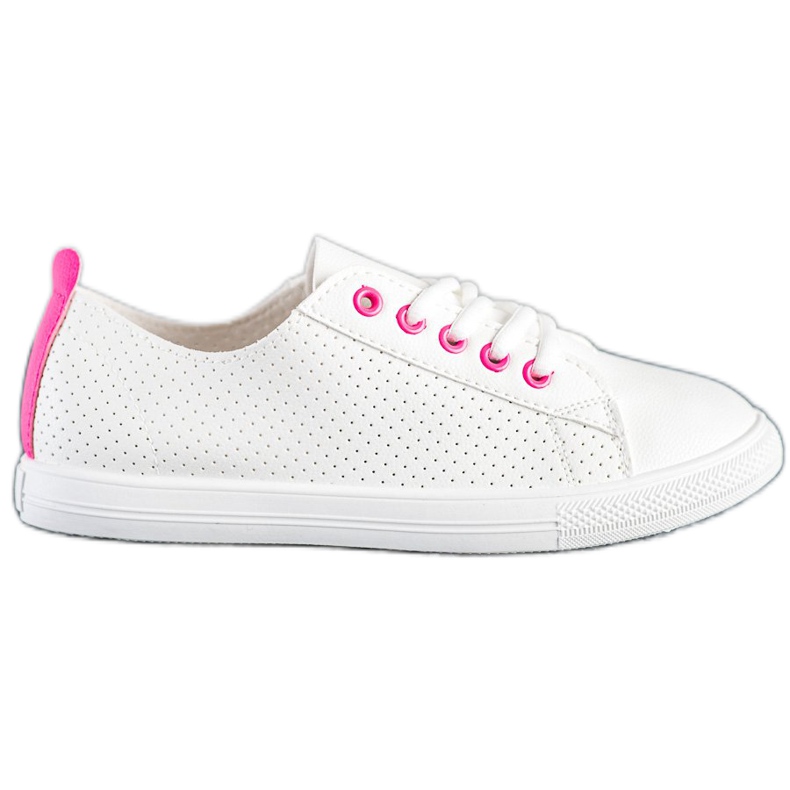 SHELOVET Openwork sneakers med ekoläder vit