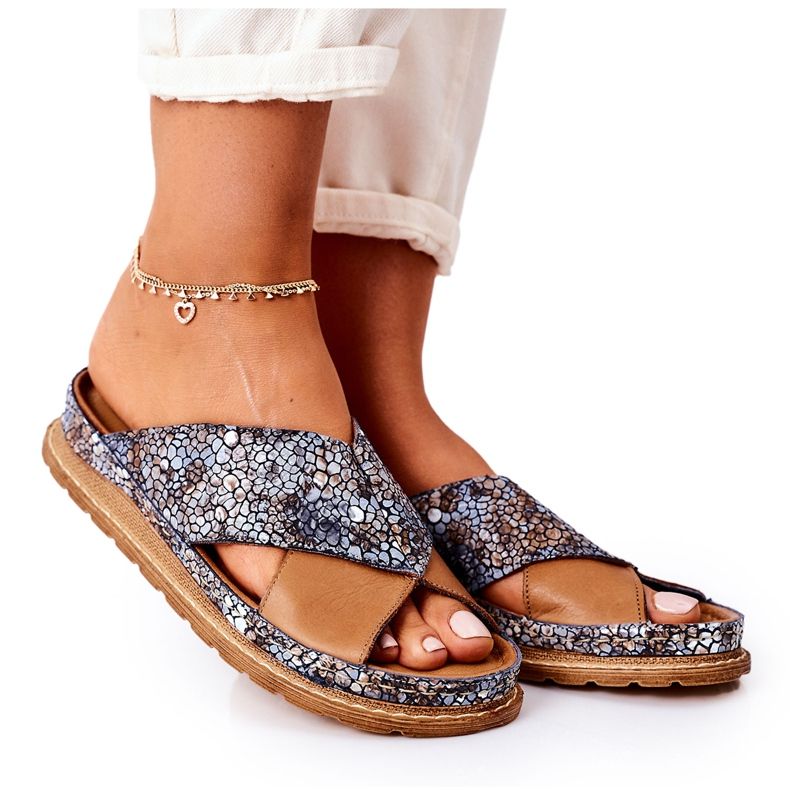 Läderprofilerade tofflor Maciejka 04986-02 Brun