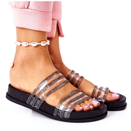 PS1 Miss You Black Rubber Tofflor Med Cubic Zirconia svart