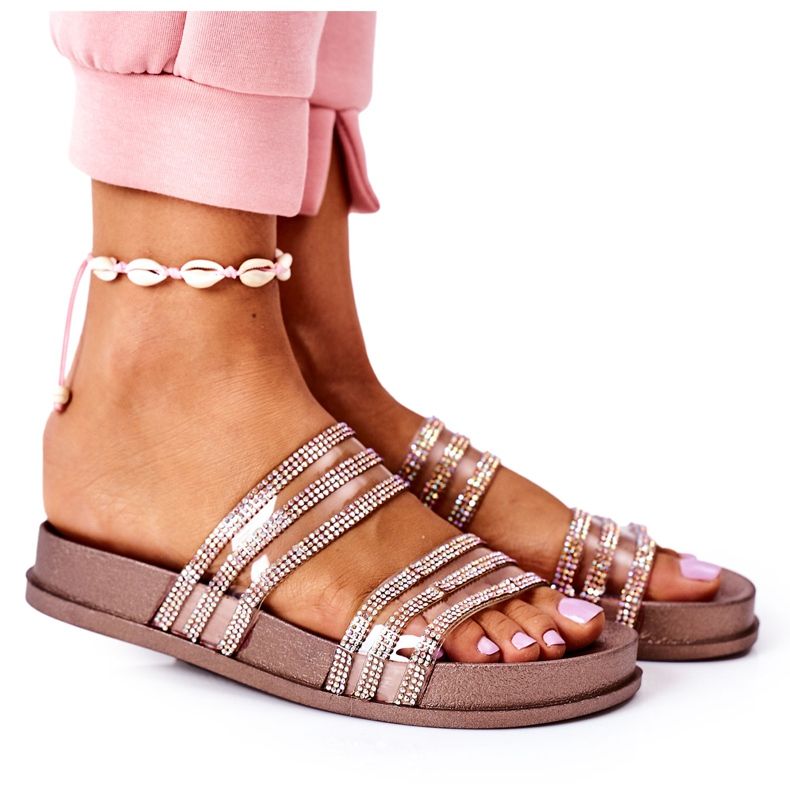 PS1 Gummitofflor med cubic zirconia roséguld saknar dig rosa gyllene