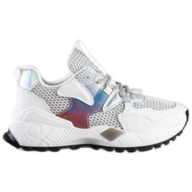 SHELOVET Mode sneakers med mesh vit