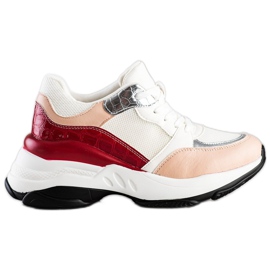 SHELOVET Snygga VITA OCH ROSA sneakers