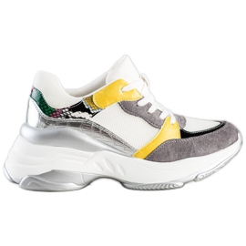 SHELOVET Snygga WHITE AND GREY sneakers vit