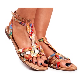 PS1 Kvinnors sandaler Elegant Orange Oriental Brooke mångfärgad gyllene