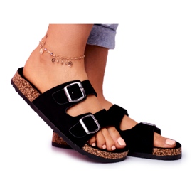 EVE Dam tofflor på kork med spännen svart Si Senor