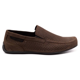 Polbut Män läder loafers 2105P mörkbrun