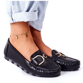 PS1 Svarta Downtown Black Leather Loafers för kvinnor
