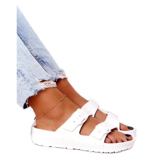 NEWS Kvinnors vita Stacy -tofflor i gummi