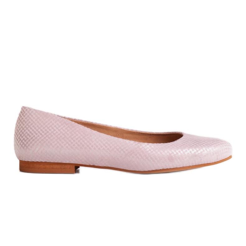 Marco Shoes Naturliga silverpläterade ballerinor i mocka rosa