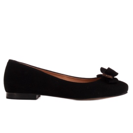 Marco Shoes Svarta mockaballerinor med rosett