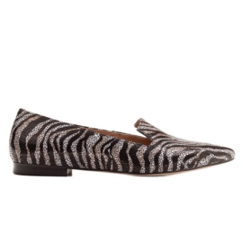 Marco Shoes Läder lordsy ballerinor - pantermönster svart