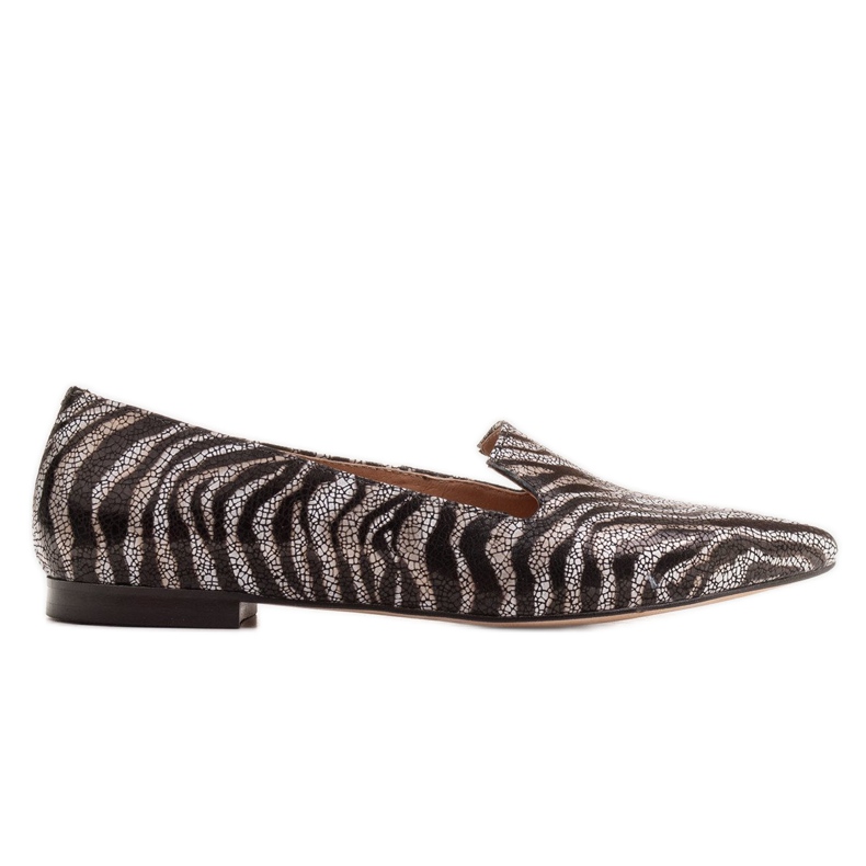 Marco Shoes Läder lordsy ballerinor - pantermönster svart