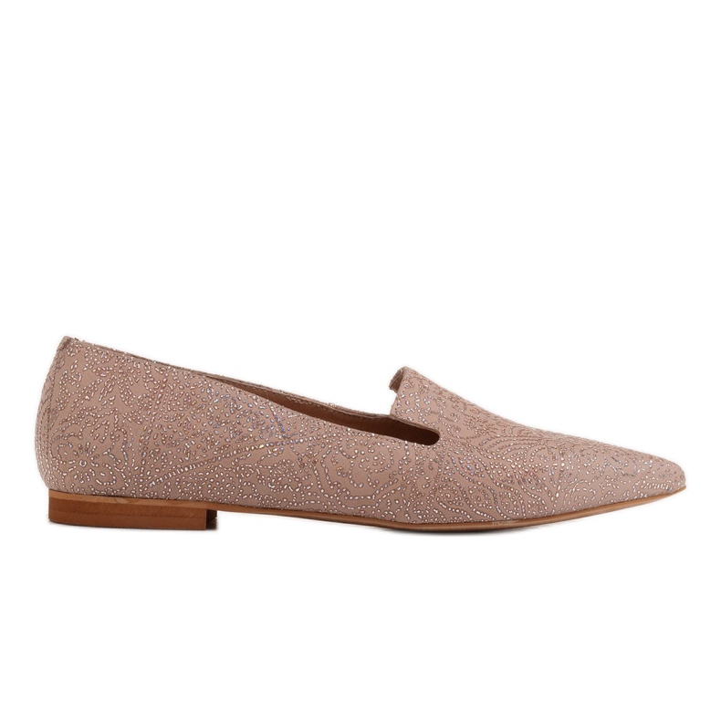 Marco Shoes Beige mocka herrar ballerinor - paljettmönster