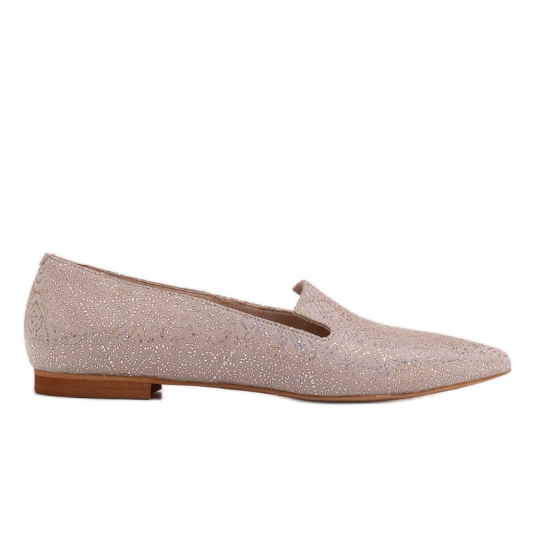 Marco Shoes Beige mocka herrar ballerinor - paljettmönster