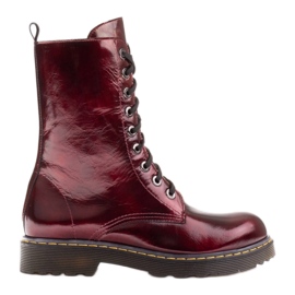 Marco Shoes Höga stövlar, stövlar bundna på en genomskinlig sula röd