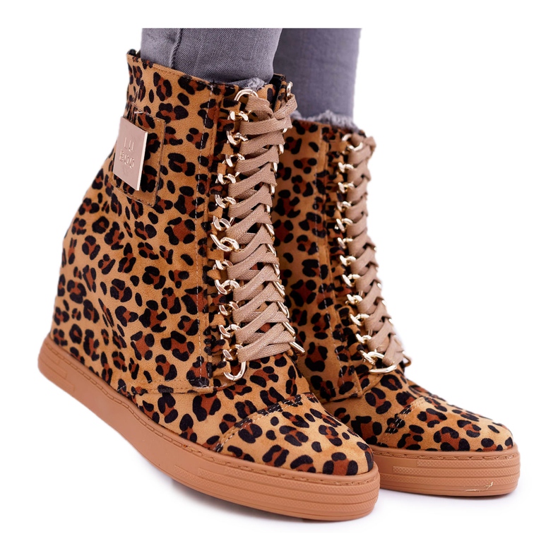 Dam Sneakers Lu Boo Guldkedja Mocka Leopard Monica beige brun