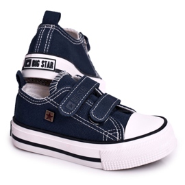 Barn låga sneakers med kardborreband Big Star HH374097 Marinblå