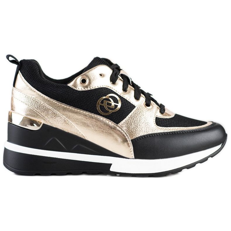 Evento Moderiktiga wedge sneakers svart gyllene