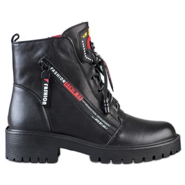 ARTIKER Läderarbetare med dekorativ dragkedja svart