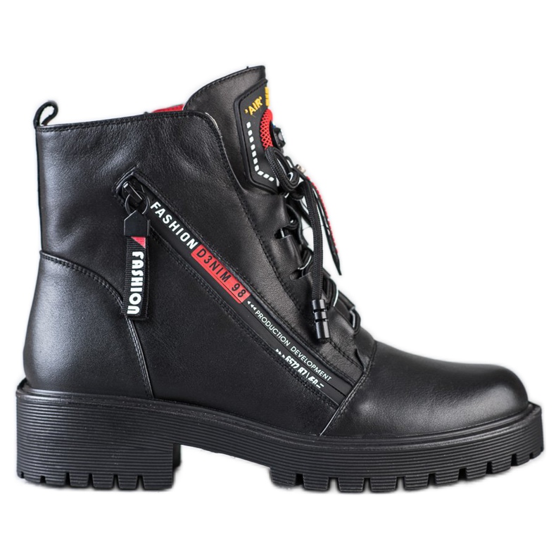 ARTIKER Läderarbetare med dekorativ dragkedja svart