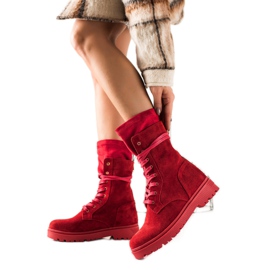 ARTIKER Höga läderarbetare röd