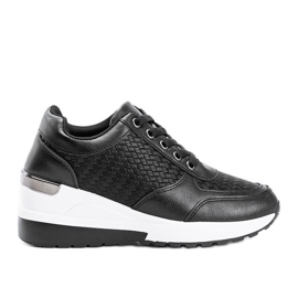 Svarta kilskor med flätat Dianne -mönster