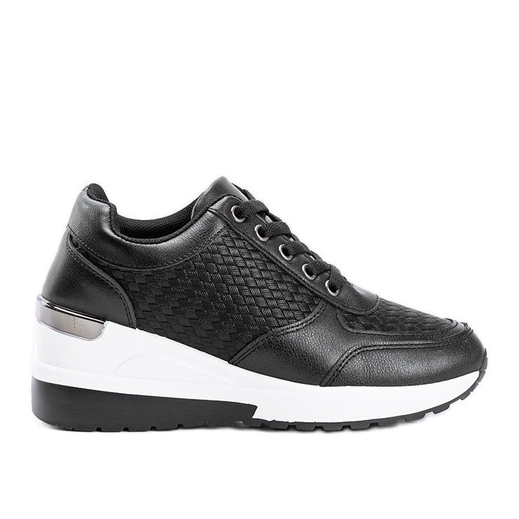 Svarta kilskor med flätat Dianne -mönster