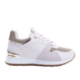 Beige sneakers med gyllene Yoisya -tillbehör