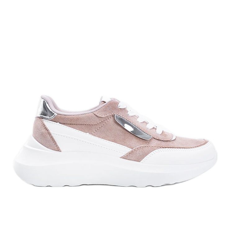 Beige sneakers med en tjock Hella -sula vit kaki