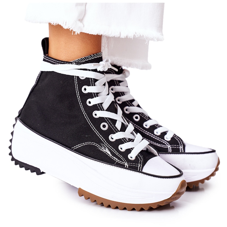 FJ1 Höga sneakers på den elektriska kärlekssvarta plattformen vit