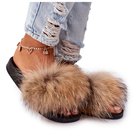 BM Tofflor med Natural Fur Camel Elsa brun