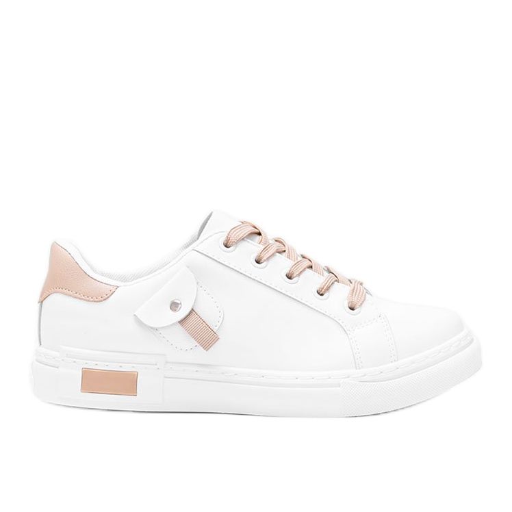 Vita och beige sneakers med en dekorativ ficka från Nandina